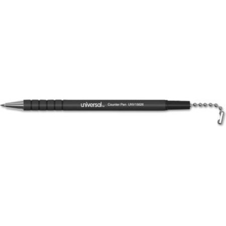 UNIVERSAL PRODUCTS Universal Stick Ballpoint Counter Pen, Medium 1mm, Black Ink, Black Barrel UNV15625